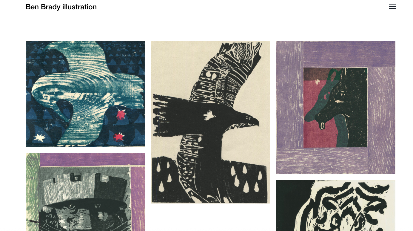 design portfolio with images of birds by Ben Brady Illustration