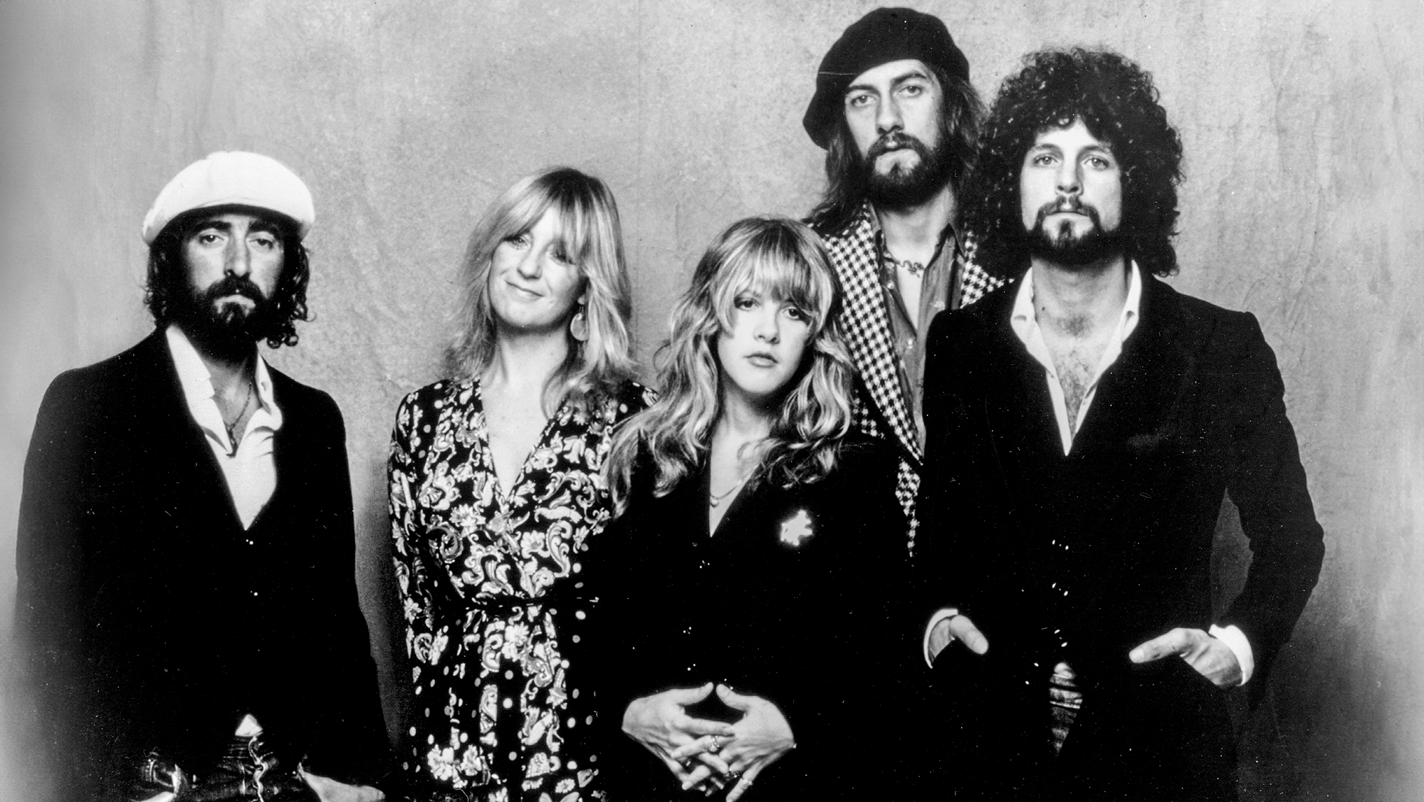 1975: (L-R) John McVie, Christine McVie, Stevie Nicks, Mick Fleetwood, and Lindsey Buckingham of the rock group "Fleetwood Mac" pose for a portrait in 1975.
