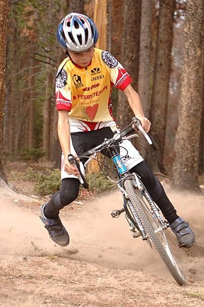 This young rider learns power slides.