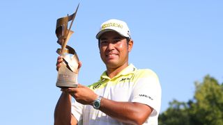 Hideki Matsuyama with the FedEx St. Jude Championship trophy