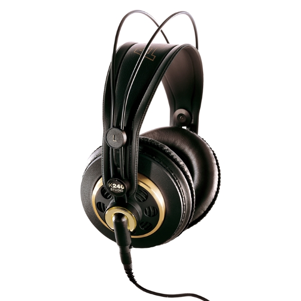A pair of AKG K240 studio headphones