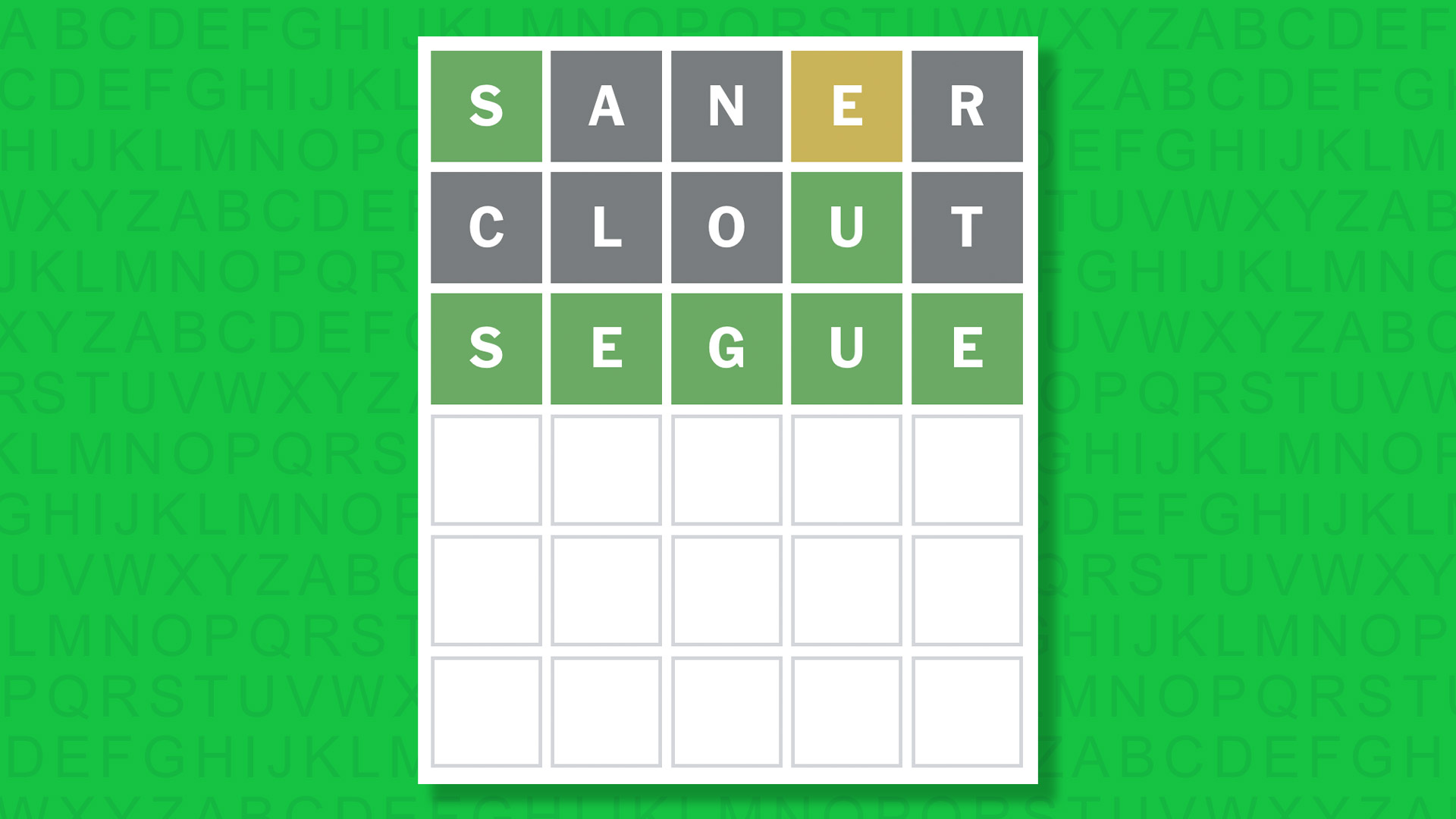 NYT Wordle answer for game 1641 on a green background