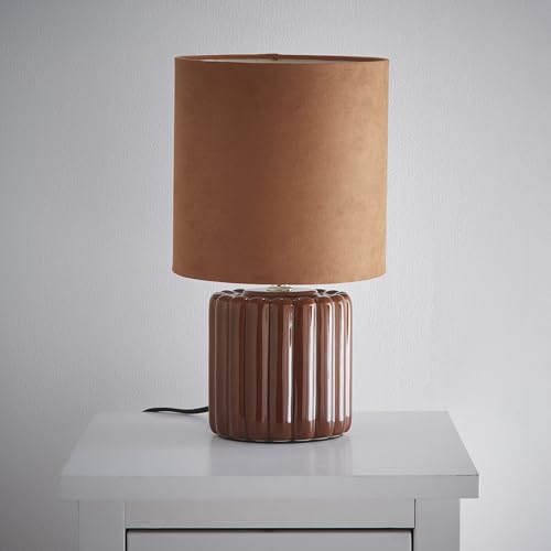 K Living Zoe Brown Ceramic Table Lamp With Matching Velvet Shade