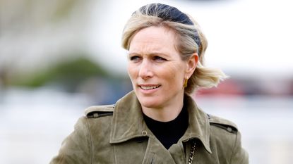Zara Tindall attends day 2 of the April Meeting at Cheltenham Racecourse on April 18, 2024