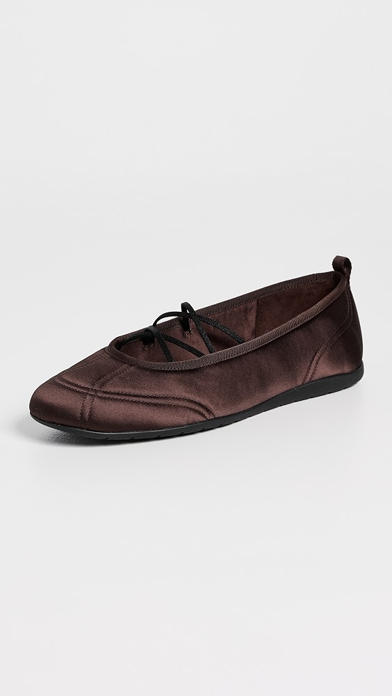 Coralie Satin Ballet Sneakers - Ganache