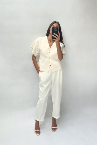 Straight-leg trousers with folded hems