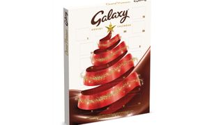 Chocolate advent calendar from Galaxy on white background