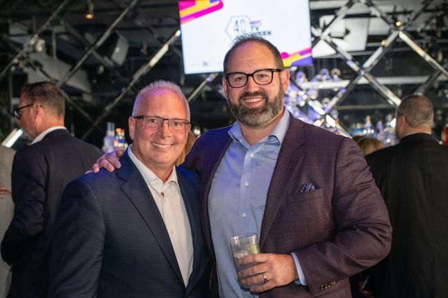 Steve Lanzano, president and CEO of TVB, with his son and honoree Dan Lanzano, VP, advertising sales, Warner Bros. Discovery.
