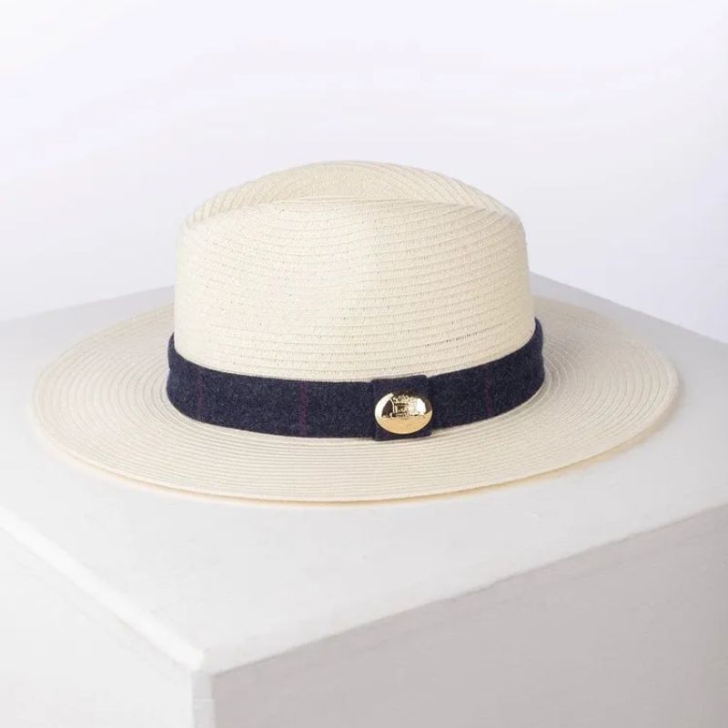 Panama hat with ribbon trim
