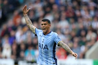 Pedro Porro of Tottenham Hotspur reacts during the Premier League match between Newcastle United FC and Tottenham Hotspur FC at St James' Park on September 01, 2024 in Newcastle upon Tyne, England. Trent Alexander-Arnold