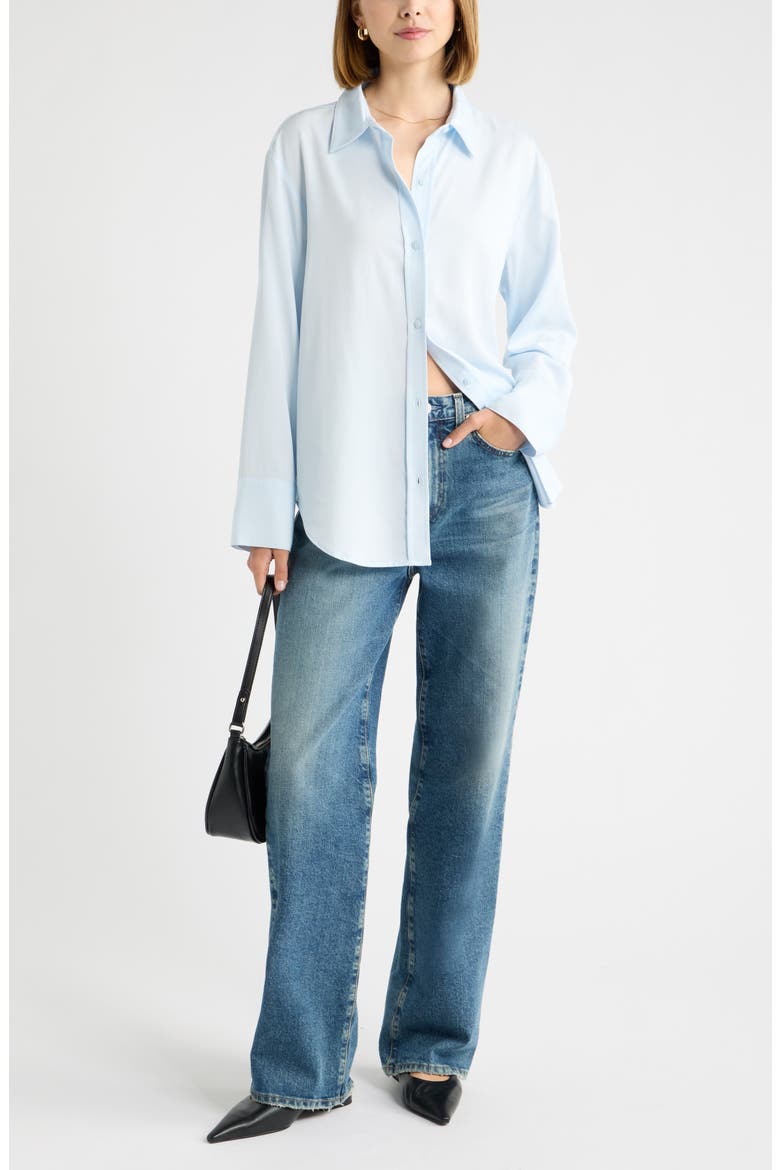 Relaxed Fit Long Sleeve Button-Up Shirt