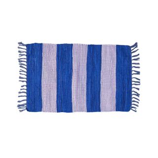 blue and purple striped rug