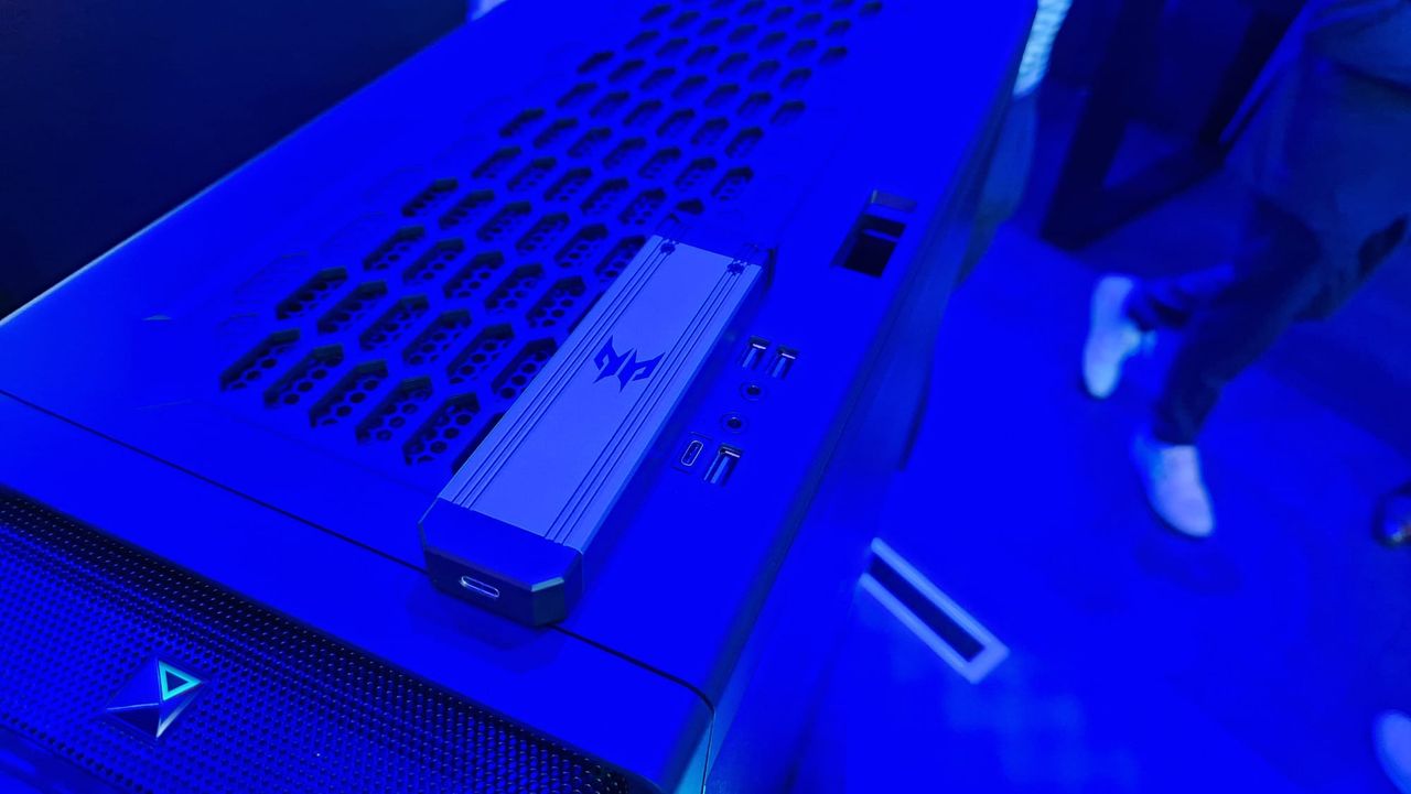 The SSD enclosure on the top of the new Acer Predator Orion 7000