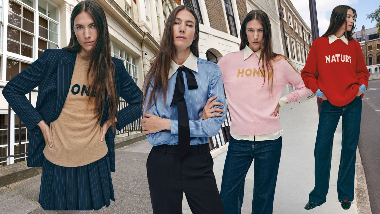 four layered images from Bella Freud X m&amp;s collaboration 