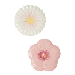 Set of 2 Pink Flower Dinner Plates