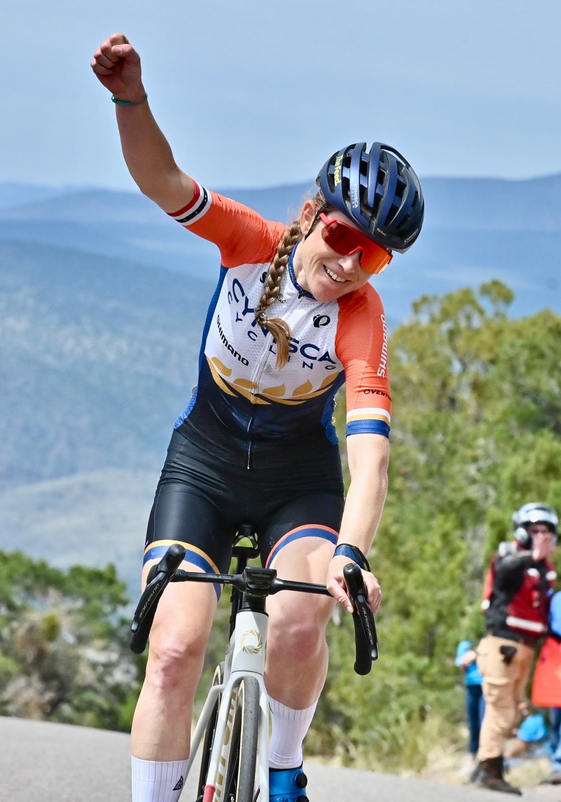 Lauren Stephens (Cynisca Cycling) wins stage 1 for pro women at 2024 Tour of the Gila