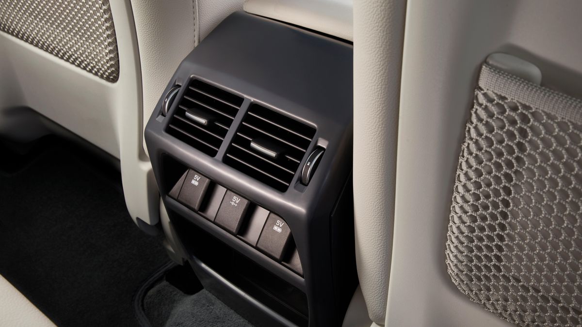 The single 12v power port that services the rear seats can be swapped out for three USB ports