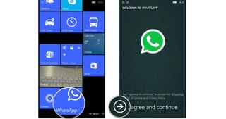 Launch WhatsApp, tap agree and continue