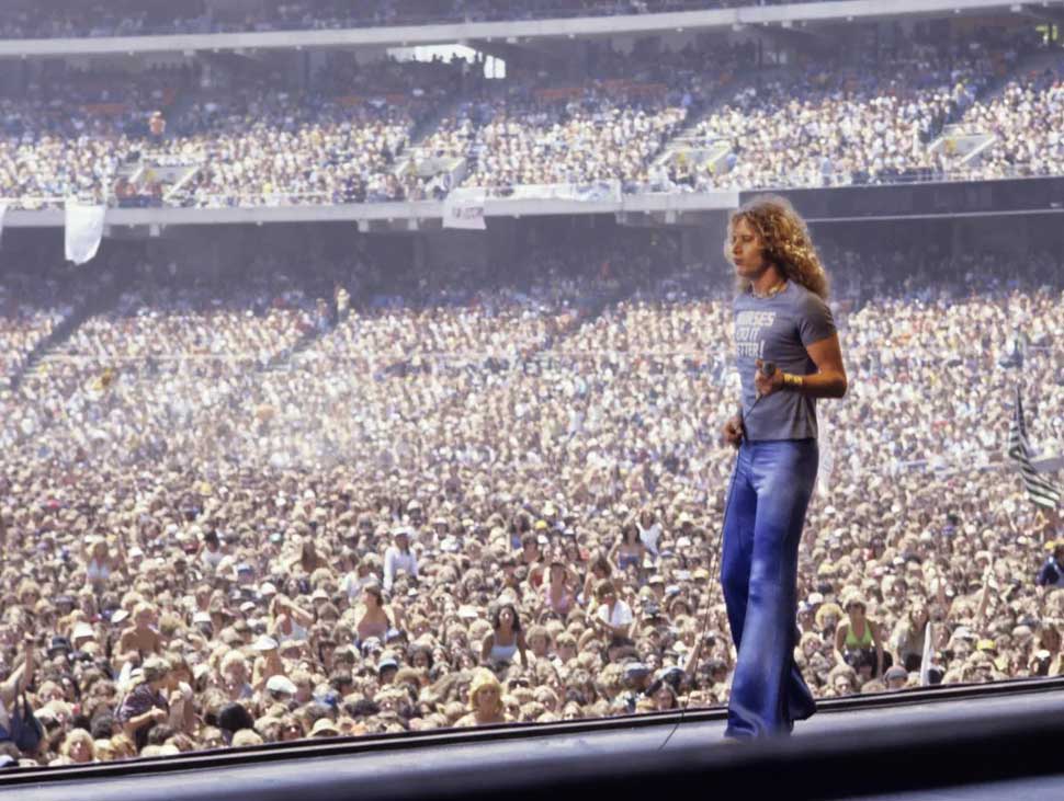 Robert Plant onstage at Oakland Coliseum