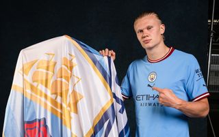 Manchester United vs Erling Haaland: Manchester City unveil new signing Erling Haaland at Manchester City Football Academy in Manchester, England.