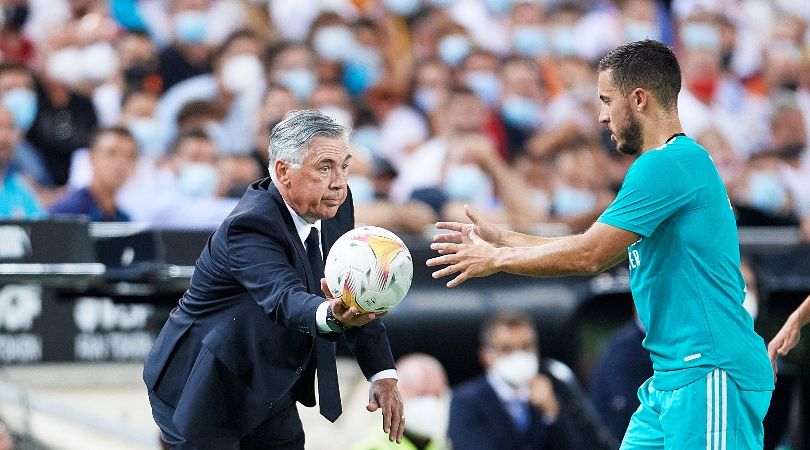 Carlo Ancelotti and Eden Hazard at Real Madrid.