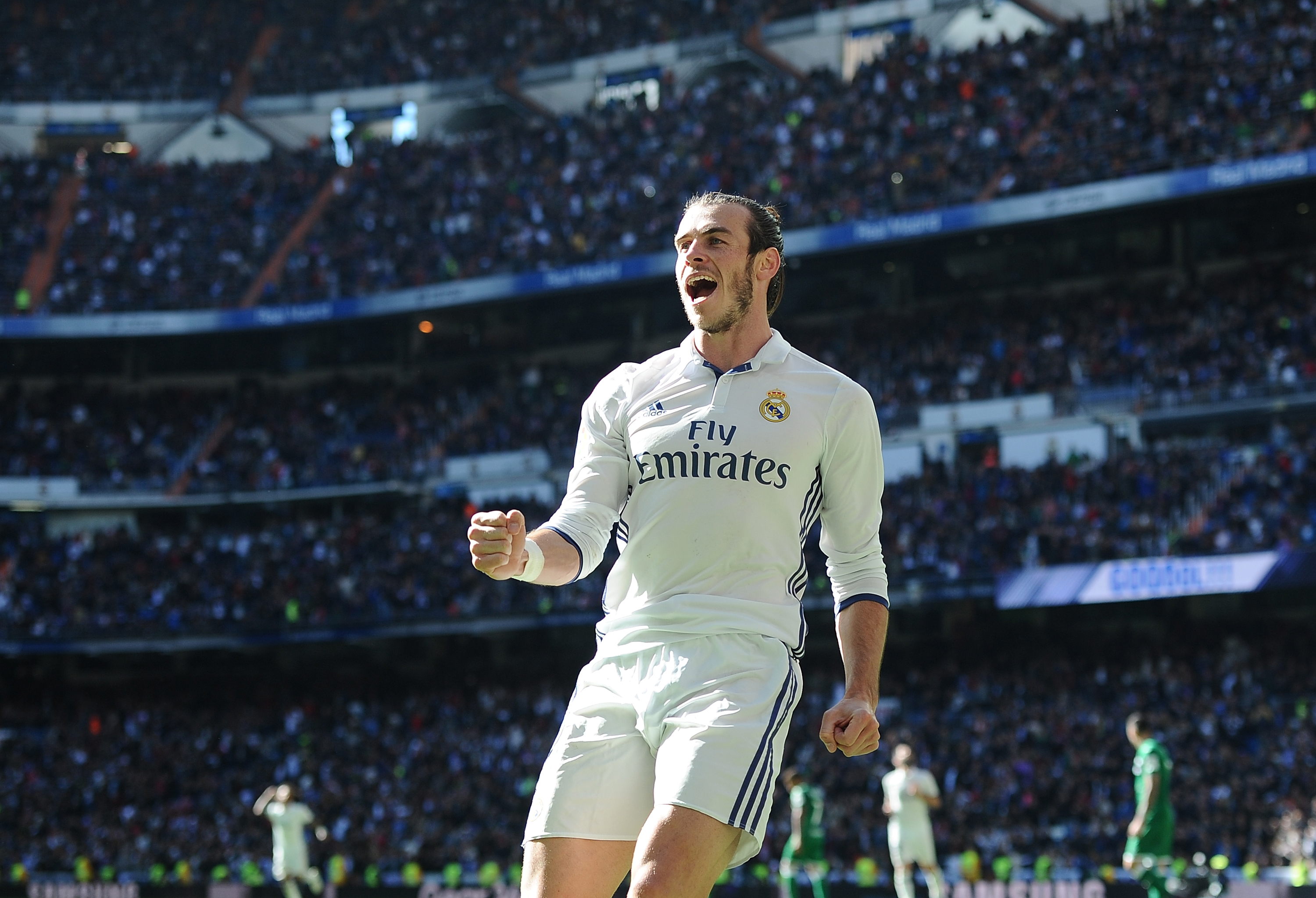 Gareth Bale celebrates after scoring for Real Madrid against Leganes in November 2016.