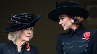 Queen Camilla and Catherine, Princess of Wales during the National Service of Remembrance