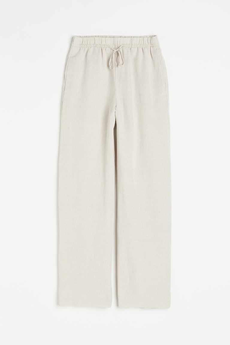 Linen-Blend Pull-On Trousers