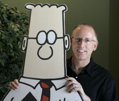 Dilbert and creator Scott Adams. 