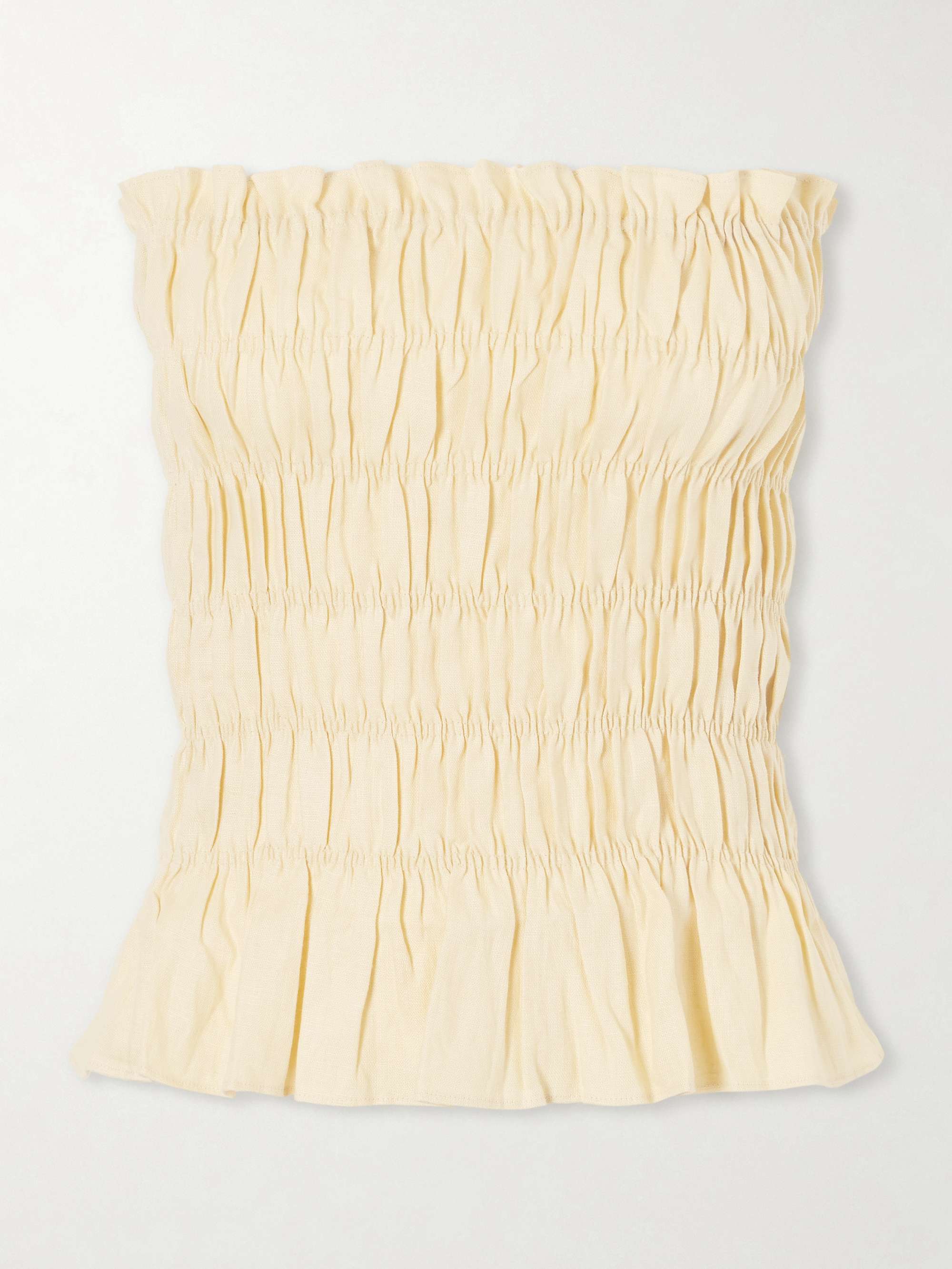 Tiera Strapless Shirred Linen Top