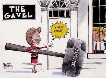 Political cartoon U.S. Trump Nancy Pelosi trump justice