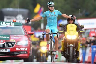 Mikel Landa (Astana) celebrates the stage 11 win at the 2015 Vuelta a Espana