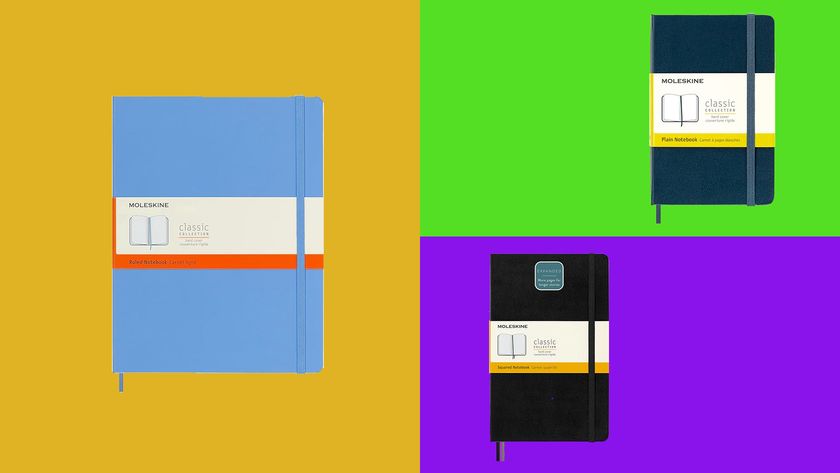 3 Moleskine notebooks on a bright background