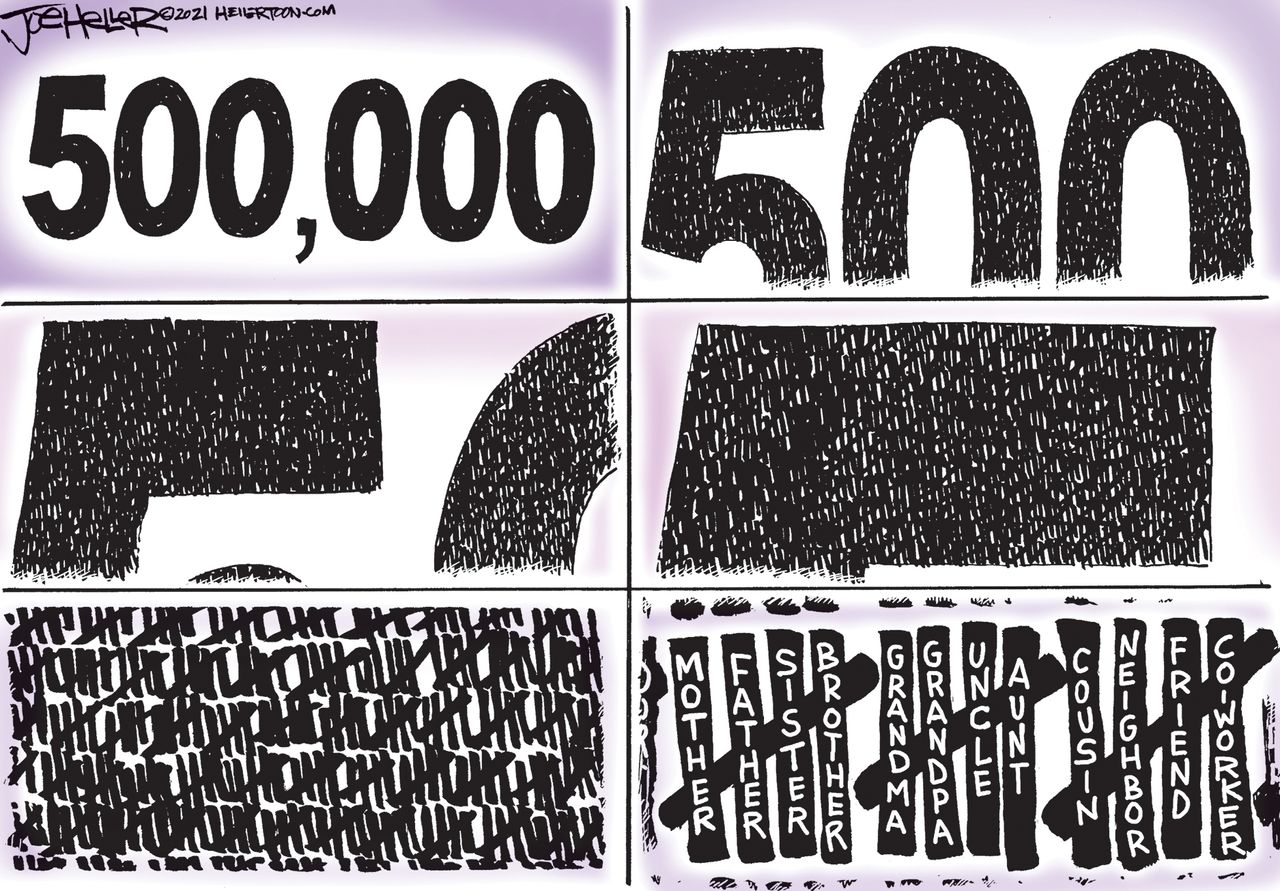 Editorial Cartoon U.S. 500000 covid deaths