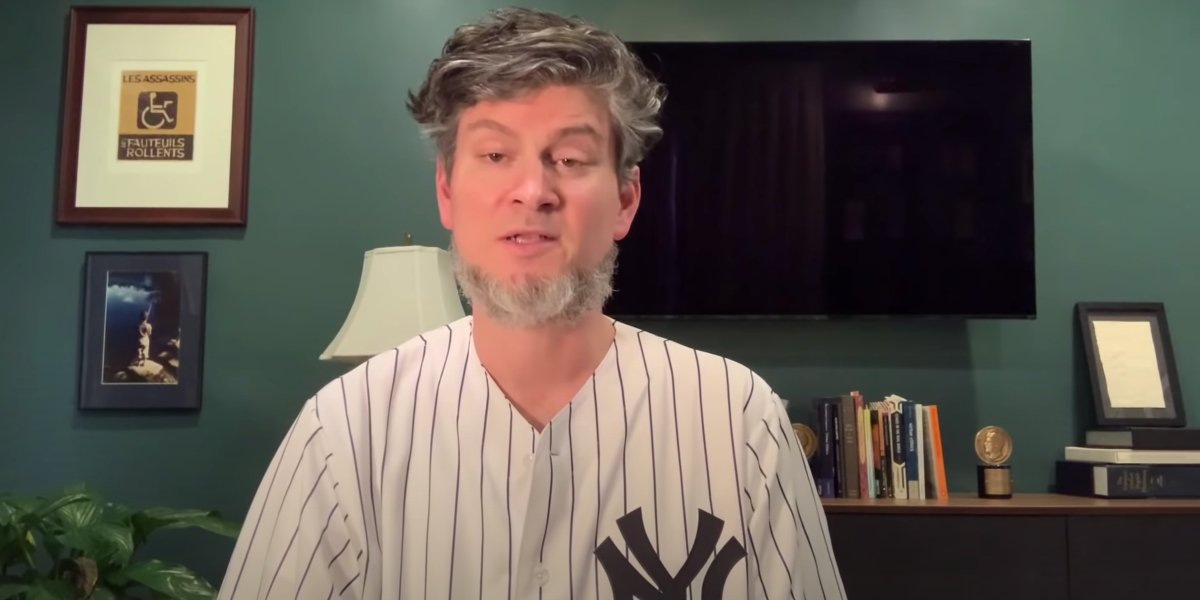 Michael Schur in a charity video