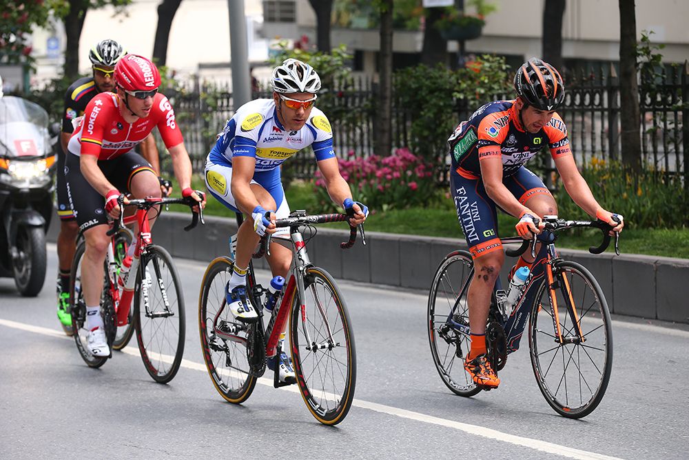 Eduard Grosu (Nippo &ndash; Vini Fantini), Kenny De Ketele (Topsport Vlaanderen &ndash; Baloise) and Boris Vall&eacute;e (Lotto Soudal) in the breakaway