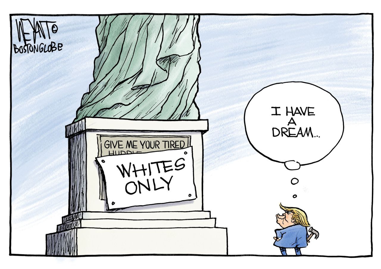 Political cartoon U.S. Trump Dreamers immigration Martin Luther King