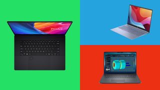 Our three top picks of the best laptops for animation, separated by three different colour blocks. 