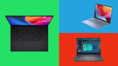 Our three top picks of the best laptops for animation, separated by three different colour blocks. 