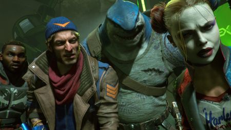 A screenshot of a bunch of DC villains during one of the best games like Borderlands, Suicide Squad: Kill the Justice League. 
