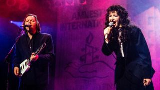 Kate Bush and David Gilmour performing at the The Secret Policeman's Third Ball Amnesty International fundraiser in 1987
