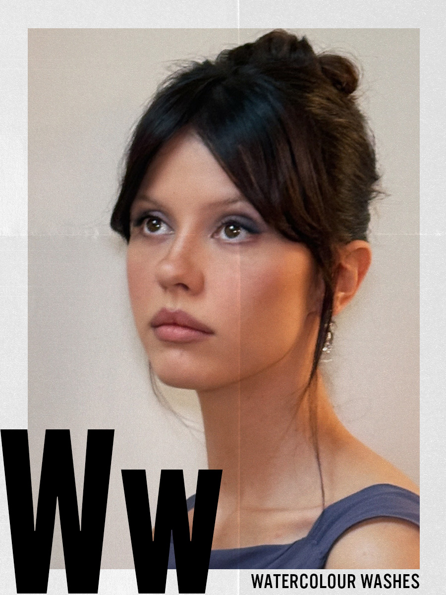 Mia Goth with a blurred eyeshadow look