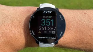 The Shot Scope G5 GPS Watch being tested on the golf course