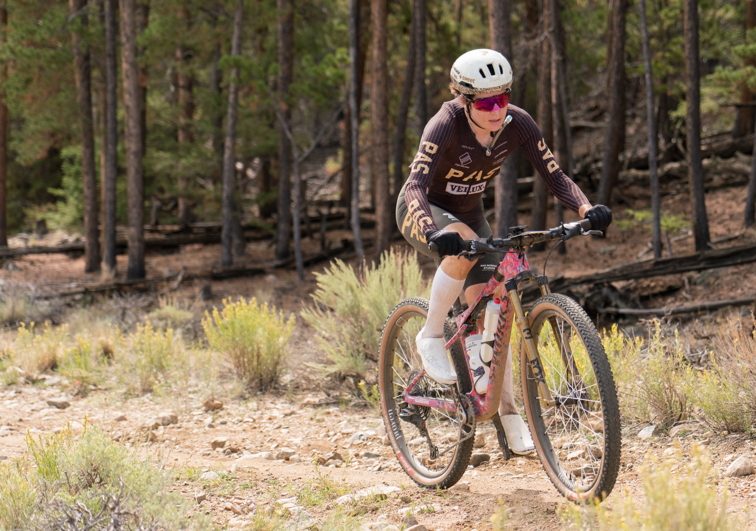 Cecily Decker rides solo on singletrack