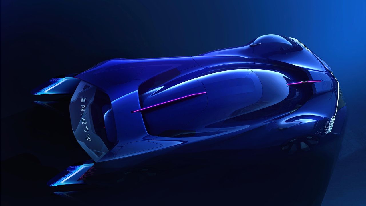 Alpine Alpenglow Concept car from above, as revealed at Paris Motor Show 2022