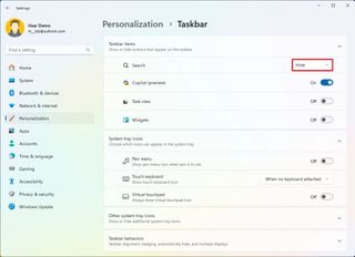 Taskbar disable search box
