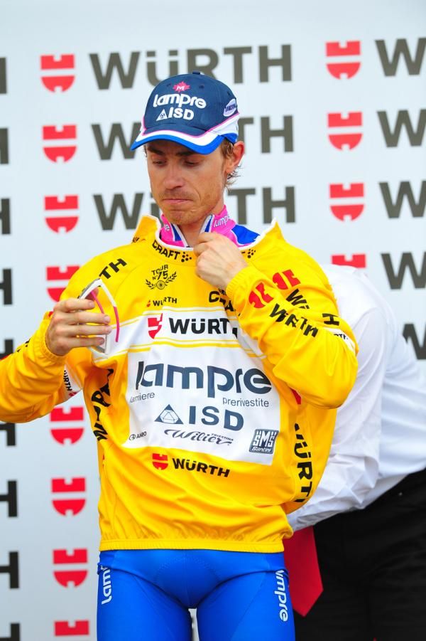 Damiano Cunego (Lampre - ISD) pulled on another yellow jersey after stage 4 of the Tour de Suisse