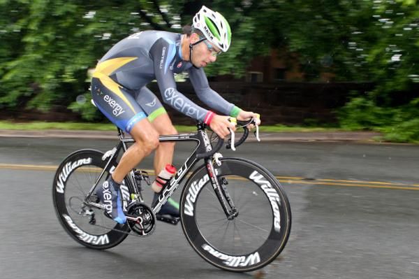 Andres Diaz Corrales (Exergy) on a steep section of the climb.