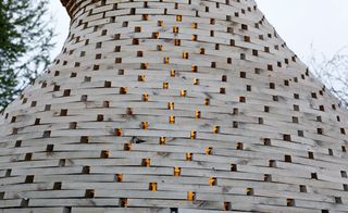 Close-up view of the construction of the playhouse