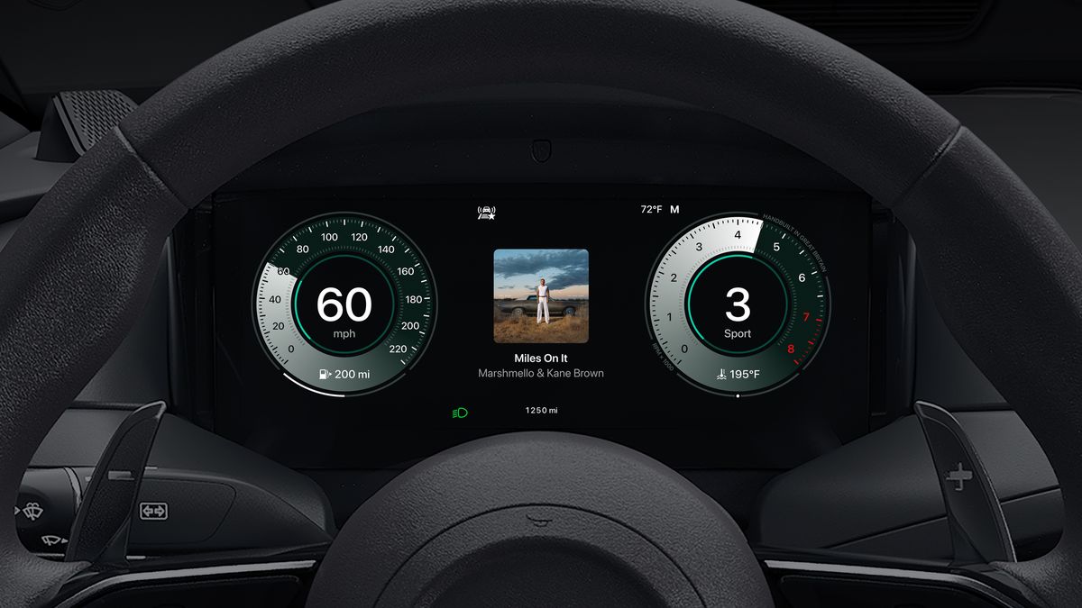 A car interior showing Apple CarPlay Ultra